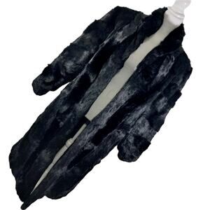 LEARSI! STUNNING BLACK GENUINE RABBIT FUR COAT, JACKET, STYLED LIKE A MINK! SZ M